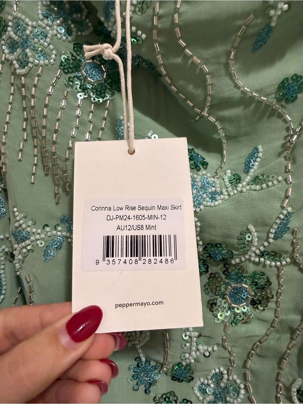Peppermayo Vietta Sequin Cami Maxi Set — Mint - Picture 3 of 4